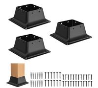 4x4 Post Base 3Pcs,Heavy Duty 4x4 Post Bracket Fit 3.5"x3.5" Standard Lumber, Steel Deck Post Base for Deck Porch Handrail Railing Support with Screws (3)