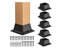 4x4 Post Base 5pcs, Internal 3.6"x3.6" Heavy Duty Powder-Coated Steel Post Bracket Fit for 4x4 Standard Wood Post Anchor, Decking Post Base for Deck Porch Handrail Railing Support with Screws (5pcs)