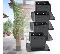 4x4 Post Base Bracket Anchor Base, Inner Size 3.6"x3.6" Thick Steel Deck Post Brackets Black Powder Coated for Wood Fence, Deck, Pergola and Mailbox Support Brackets(4PCS)