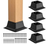 4x4 Post Base (Internal 3.5x3.5 Inch) with Screws Heavy Duty Powder-Coated Steel Post Bracket Fit for 4"x4" Wood Post, Decking Post Base for Deck Porch Handrail LJJDZ6x3.53x2.46LZDZ JWH (5)