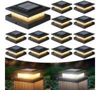 4x4 Post Solar Lights Outdoor: 12 Pack 2 Lighting Modes Fence Deck Cap Lights - Waterproof Solar Powered for Wooden Vinyl Lamp Post Warm White and Cool White - Garden Decor Gifts for Women Mom 2025