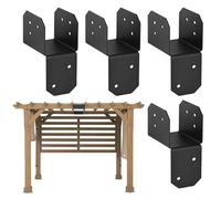 4X4 Post Support - Powder Coated Irons Reinforced U-Shape Structural Stability Fastener | Industrial Joist Hanger Bracket For Pergola Gazebo Porch Railing Timber Frame Building Project Carpentry Repai