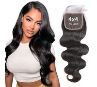 4x4 Real HD Lace Closure 0.10mm Ultra Thin Invisible Swiss HD Pre Cut Pre Cut Wavy Undetectable Melted Lace Closure 12" Wavy