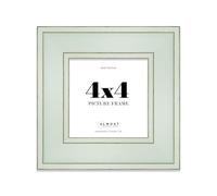 4x4 Sage Green Picture Frame - Shabby Chic Photo Frame with Distressed Finish, Gold Trim, Wall Hooks and Kickstand, 37mm Edge - 1 Pack