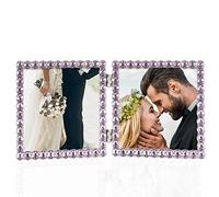 4x4 Silver Metal Sparkle Double Frame - Bright Lilac