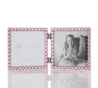 4x4 Silver Metal Sparkle Double Frame - Soft Pink
