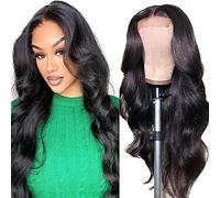 4x4 Transparent Lace Front Wigs Body Wave Brazilian Virgin Human Hair Closure For Black Women 150% Density Glueless Pre Plucked With Elastic Bands Natural Color 12 Inch