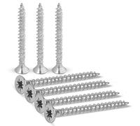 4X40mm (5/32”X1-9/16”) Wood Screws (100pcs) - Commercial-Grade Heavy Duty Zinc-coated Steel Countersunk Pozi-drive Head Screws for all types of Wood