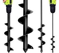 4x42cm 9x40cm Auger Drill Bit Set,Garden Heavy Duty Spiral Auger For Planting Bulbs Sendings,Post Hole Digger,Repairing Fence,Cultivating,Black