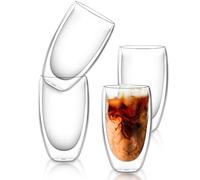 4x450ml Double Walled Glass Mugs, Heat Resistant Coffee Cup, Reusable Latte Glasses Cappuccino Cups Tea Cup, Clear Borosilicate Mugs Sets for Hot Chocolate, Espresso Cups, Dishwasher Safe