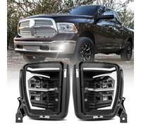 4X4FLSTC LED DRL Fog Lights Assembly Kit Replacement Compatible with Dodge Ram 1500 2013 2014 2015 2016 2017 2018 and 2019 2020 Classic Model Driving Lights Fog Lamps - Black