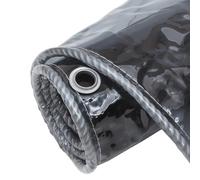 4x5,5m Clear Black Tarpaulin Waterproof Heavy Duty 400g/m²,PVC Transparent Glass Tarps with Metal Eyelets,Protects Against Water,UV-Ray,for Deck Porch Patio Canopy or Garden Gazebo