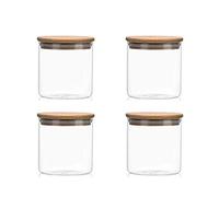 4X500ML Glass Airtight Storage Jar, Kitchen Food Storage Canister Container with Bamboo Lid, Silicone Sealing Ring for Nuts, Cereal, Candy, Cookie, Flour, Pasta, Spices