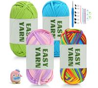 4x50g Chunky Yarn for Crochet, Easy Yarn Crochet Yarn Thick Yarns for Crochets with 4mm Hook Easy-to-See Stitches, Stitch Markers, Easy Crochet Starter Kit for Beginners