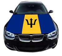 4x5ft Barbados Flag Car Hood Cover, Car Bonnet Banner, Elastic Polyester Stretchable,Universal Fit, Patriotic Automotive Hood Covers