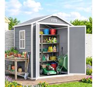 Plastic Garden Shed, Lockable Tool Storage House Lean to Shed with Vent