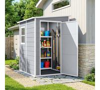 4x5FT Plastic Garden Shed, Lockable Tool Storage House Lean to Shed with Vent