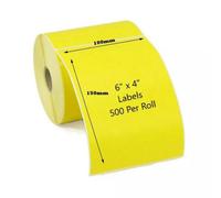 4X6" 100 X 150mm Yellow Direct Thermal Labels 500/roll Zebra Toshiba Citizen 6X4