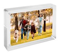 4x6 Acrylic Picture Frames, 20% Thicker Block, Clear Picture Block Freestanding Double Sided Magnetic Acrylic Lucite Frameless Transparent Square Frame Gift for Desktop Display 1 Count