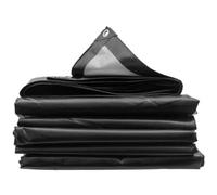 4x6 Black Tarpaulin - 220gsm Heavy Duty Tarp Sheet Cover - 13.12ft x 19.69ft Waterproof Multi-Use Sheet with Eyelets for Garden, Caravan, Camping, Ground Cover
