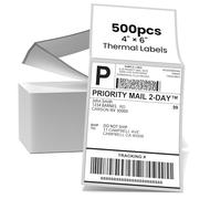 4x6 Direct Thermal Shipping Label, Fan-Fold Sticker Labels, Commercial Grade, Strong Adhesive Label Paper, Thermal Labels Compatible with Munbyn, JADENS, NelkoGlobal, Pack of 500