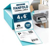 4x6 Fanfold for Label Printer, 1000 White Fanfold Thermal Printer Labels 102 x 152mm Shipping Labels for Rollo Munbyn Jadens Phomemo Polono Nelko Itari (Royal Mail Amazon Etsy UPS DPD)