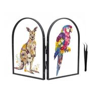 4x6 Floating Double Picture Frame Hinged Folding, Elegant Thin Edge Metal Real Glass Brass Photo Frames for Tabletop Wall Display, Christmas Day Gift Home Decorative Art Cfafts,Vertical, Arched, Black