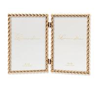 4x6 Hinged Double Cast Metal Picture Frames, Gold Rope Design