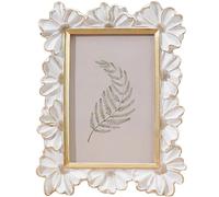 4x6 Inch Floral Picture Frame, Victorian Style Vintage Design with Flower Border, for Wall or Tabletop Display, Hand-Carved Style Art Frame for Home Decor, Desk, Shelf, Family Photos & Gift (White)