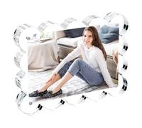 4x6 Inch Magnetic Acrylic Picture Frame,10+10mm Thick Block,Double Sided Clear scalloped frames for Desktop Display | Trendy Home Gift (1 Pack, 4x6inch)