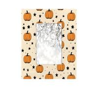 4x6 Inches Eco-Friendly Wood & Acrylic Photo Frames - Scratch-Resistant HD Panel, Desktop/Wall Dual-Use, Halloween Pumpkins Digital Printing Gift Frame