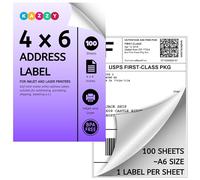 4x6 Labels for Inkjet and Laser Printer | 102 x 152 mm (1 Per Sheet) | Personalised Address Labels, USPS Postal Mailing Shipping Labels, Matte White Paper Sheets,100 Sticky Postage Lables