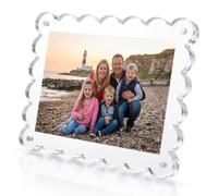 4x6 Magnetic Acrylic Picture Frame, Double Sided Clear Magnet Picture Frame for 10 x15 cm, Scalloped Frameless design for Desktop Display and Home Decor