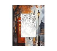 4x6 Photo Frame for Wall and Tabletop Decoration, Red Telephone Booth Retro Romantic City Scenery Wood Vertical or Horizontal Picture Frame 1 Pack