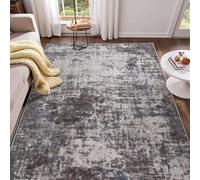 4x6 Rug, Soft Washable Rug for Living Room, Non Slip Abstract Modern Rugs for Bedroom, Low Pile Stain Resistant Foldable Carpet for Dining Room Bedside Entryway Nursery Decor, Dark Grey Blue