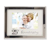 4x6 Silver Beaded Metal 25th Anniversary Picutre Frame