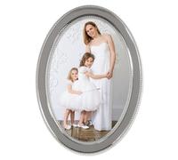 4x6 Silver Metal Oval Picture Frame - Bead Border Design