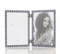 4x6 Silver Metal Sparkle Double Frame - Midnight Blue