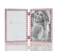 4x6 Silver Metal Sparkle Double Frame - Soft Pink