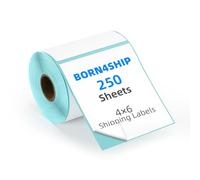 4x6 Thermal Labels Roll (250 Labels) - BORN4SHIP Adhesive Shipping Label with Blue Backing Paper Compatible with Address Mailing Postage Label Thermal Printer MUNBYN, Phomemo, Vretti