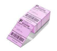 4x6 Thermal Shipping Labels 500 Sheets - Fanfold Permanent Adhesive, Compatible with Phomemo, Munbyn, JADENS, vretti, POLONO | Works with Amazon, Royal Mail, FedEx - Pink