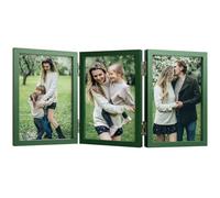 4x6 Triple Hinged Frames, 3 Folding Picture Frame, Triptych Photo Frame, Stand Vertically on Desktop or Tabletop, Green