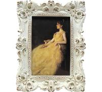 4x6 Vintage Picture Frame Antique Ornate White and Gold Photo Frame, for Table Top and Wall Display, Decorative Floral Design Retro Home Decor, Photo Gallery Art