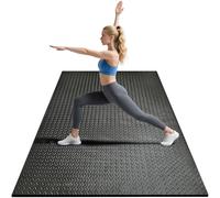 4x6ft Gym Floor Mat 10mm Thick - Large TPE/NPE Foam Workout Mat for Home Gym, Garage Floor, Yoga & Exercise - Non-Slip Eco-Friendly Fitness Mat (Black)