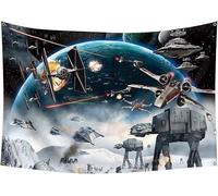 4x6FT Outer Space Galaxy Wars Kids Birthday Decorations Banner Tapestry Photo Backgrounds Party Supplies Black Stars Science Fiction Polyester Backdrop 4 Gromments Heavy Duty, Durable 150D