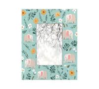 4x6inch Photo Frame Wooden Photo Display,Stand Tabletop and Wall Mounting Wood Picture Frames Cartoon Elephants Flowers Leaves