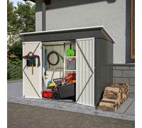 Metal Garden Shed With Free Foundation - Anthracite & White / 4ft x 8ft