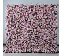 4x8ft Faux Pink Rose Flower Wall Wedding Party Decor Stand Not Included | Artificial Pink Rose Flower Wall Backdrop with Greenery,Wedding Baby Shower Bridal Shower Birthday Party Photo Booth Decor