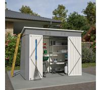 Metal Garden Shed With Free Foundation - Grey & White / 4ft x 8ft
