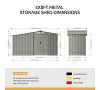 4x8FT Metal Garden Storage Shed with Log Storage